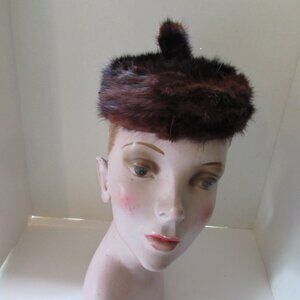 Vintage Mink Pill Box Hat Top Knot Franklin Simon